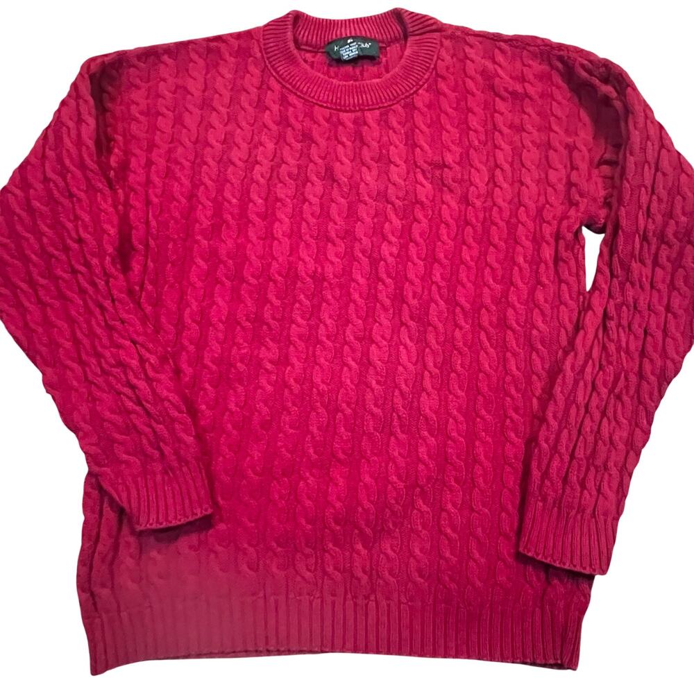Vintage Hunt Club Mens M Red Cable Knit Sweater Classic‎ Preppy USA